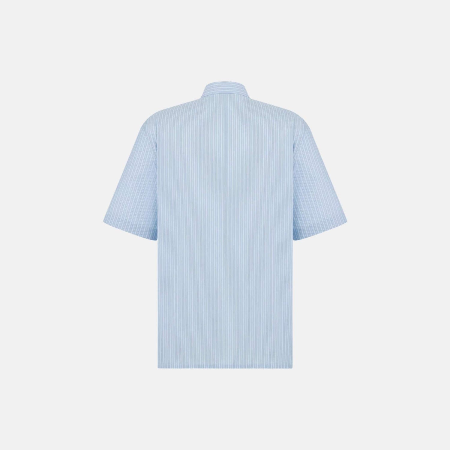 Striped Short Sleeved Shirt With Lily Of The Valley Embroidery