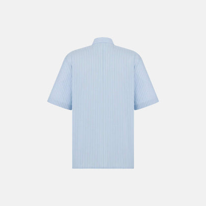 Striped Short Sleeved Shirt With Lily Of The Valley Embroidery