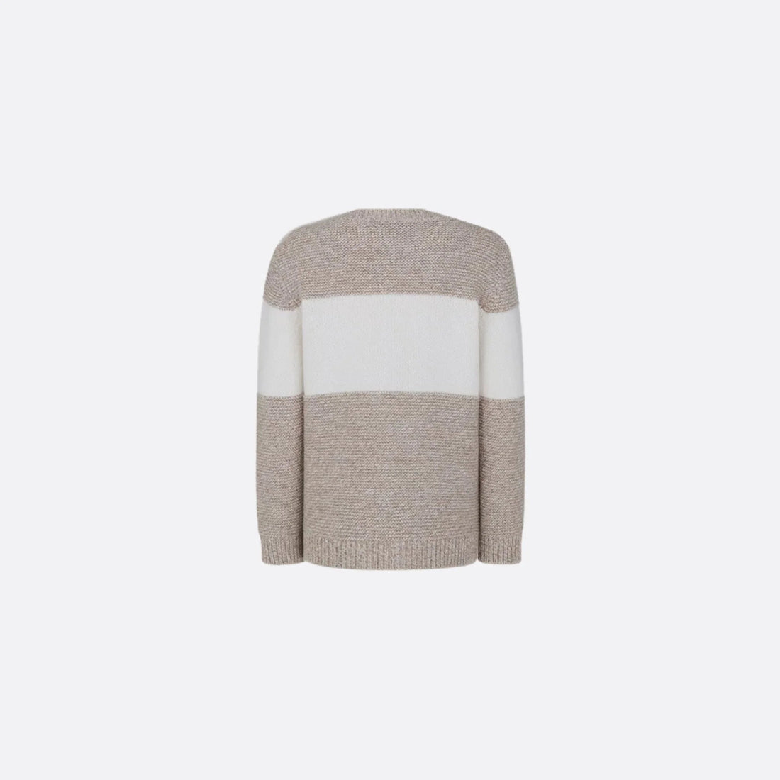 Sweater in Heathered Beige &amp; Ivory Wool Cashmere Knit