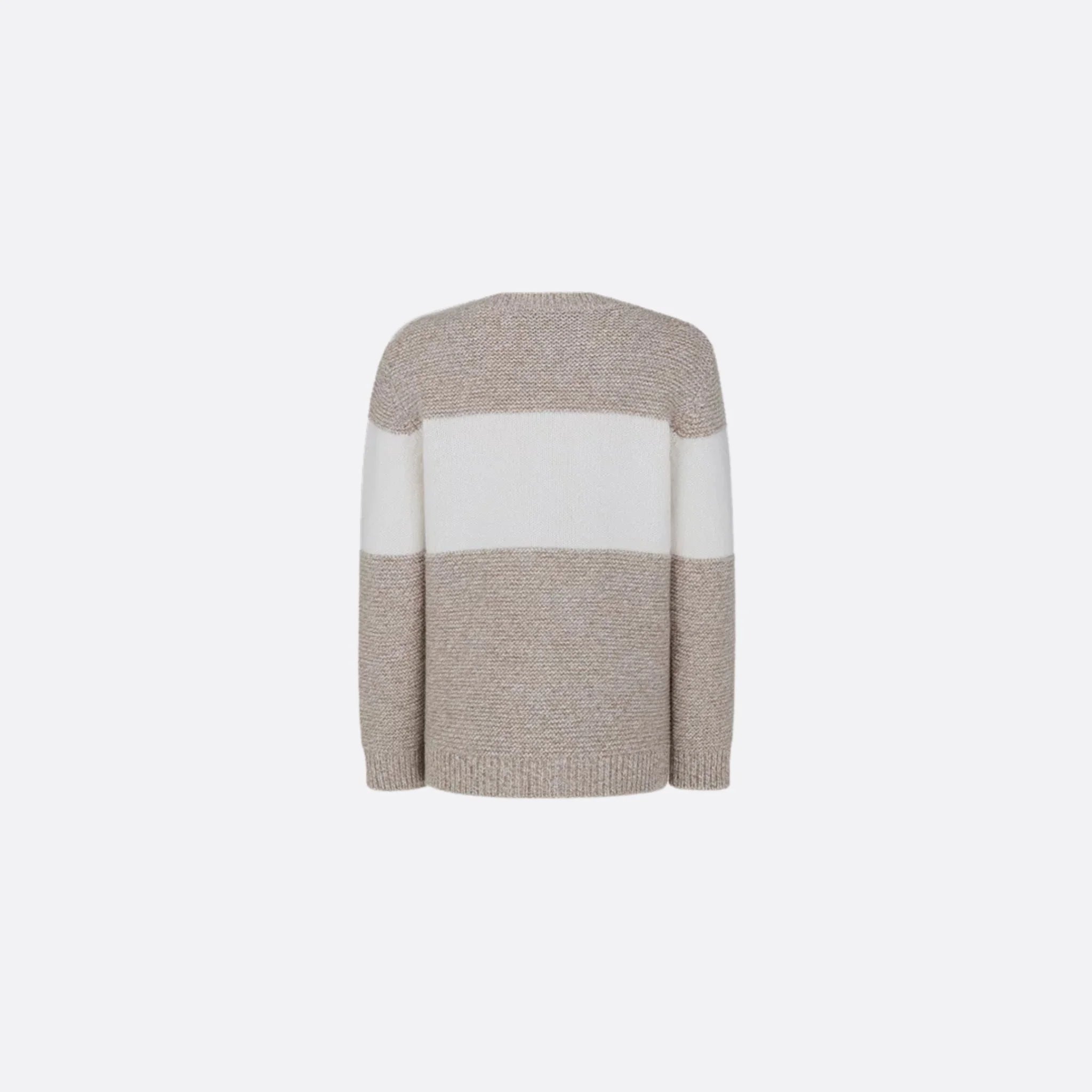 Sweater in Heathered Beige &amp; Ivory Wool Cashmere Knit