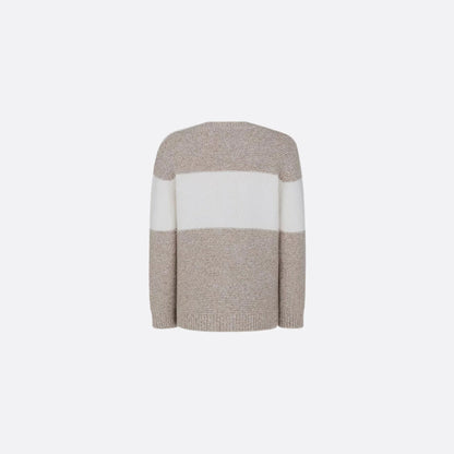 Sweater in Heathered Beige &amp; Ivory Wool Cashmere Knit