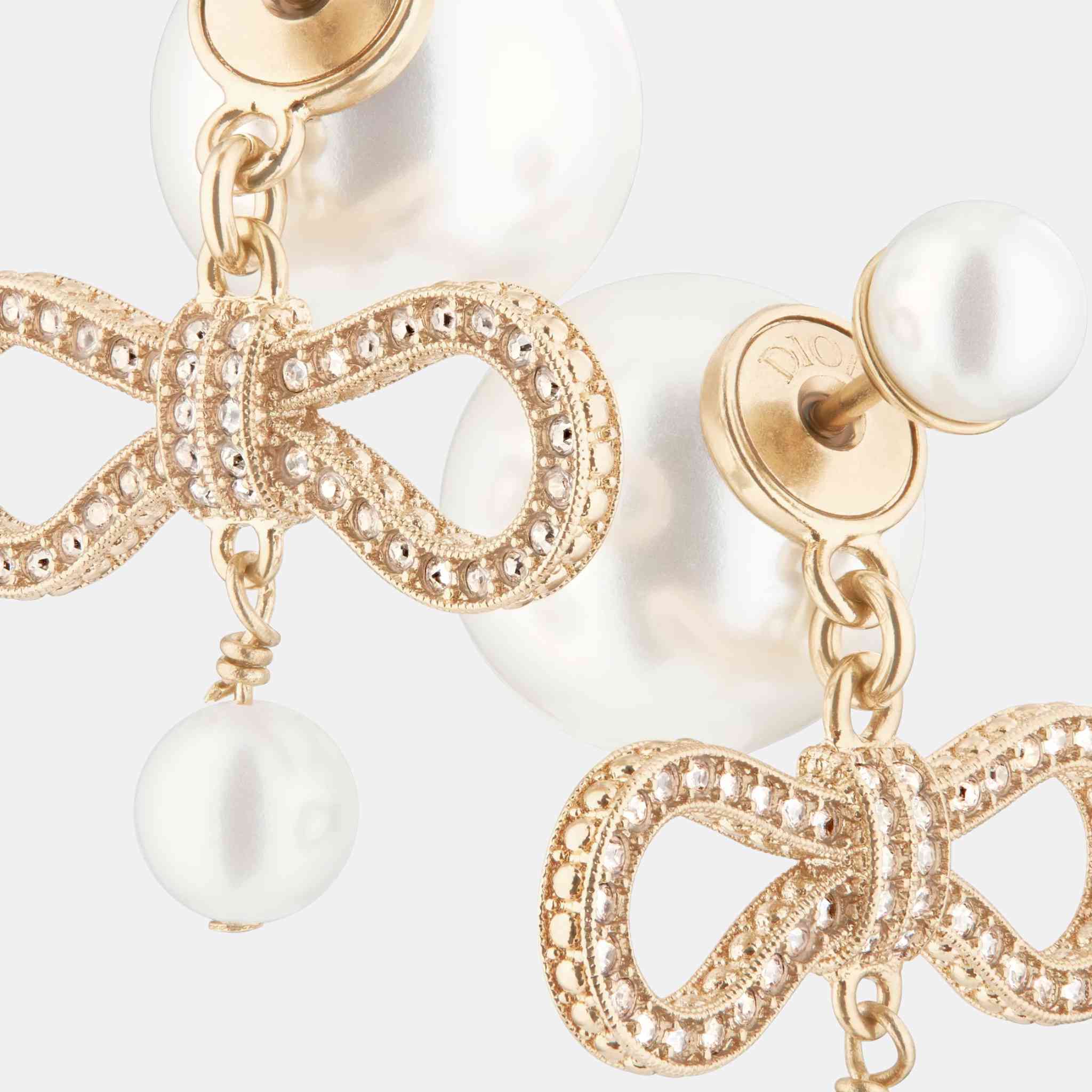 Tribales Earrings Champagne Metal White Resin Pearls Crystals