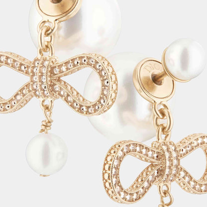 Tribales Earrings Champagne Metal White Resin Pearls Crystals
