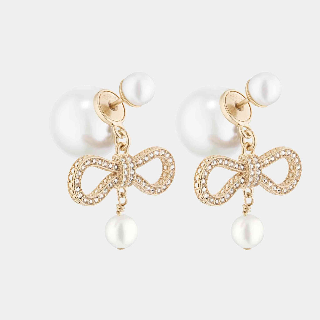 Tribales Earrings Champagne Metal White Resin Pearls Crystals