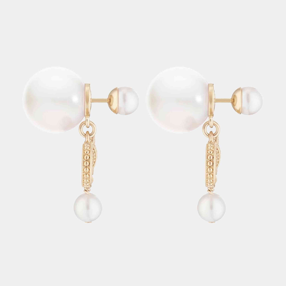 Tribales Earrings Champagne Metal White Resin Pearls Crystals