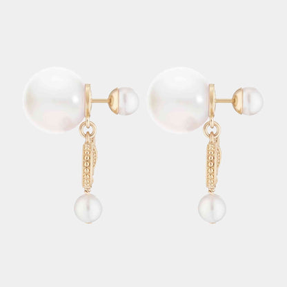 Tribales Earrings Champagne Metal White Resin Pearls Crystals