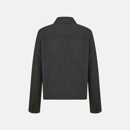 Zipped Jacket In Virgin Wool Basketweave