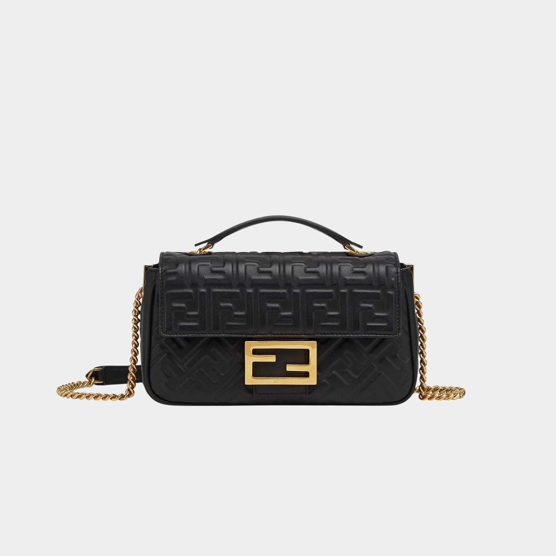 Baguette Chain Midi Nappa Bag With FF Pattern