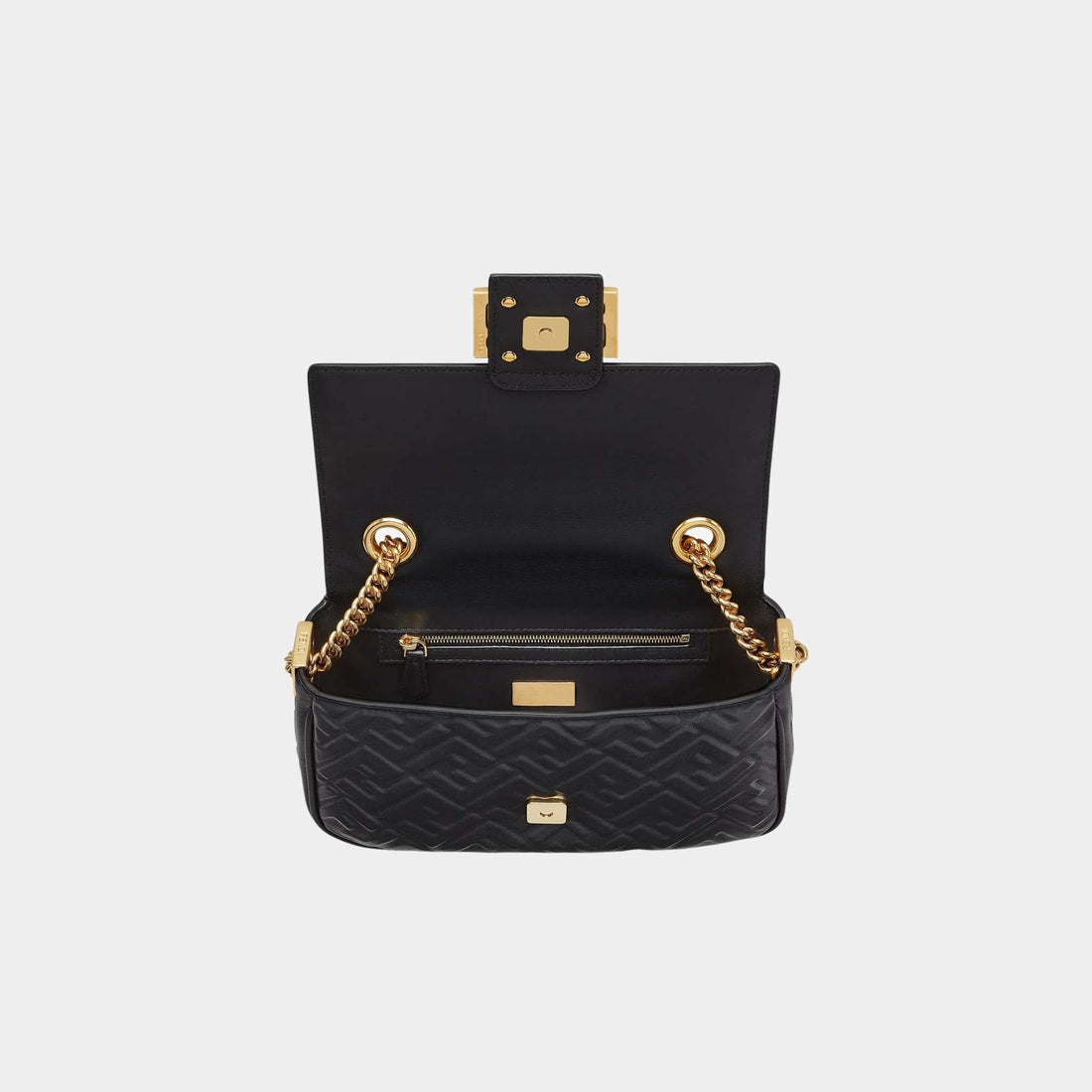 Baguette Chain Midi Nappa Bag With FF Pattern