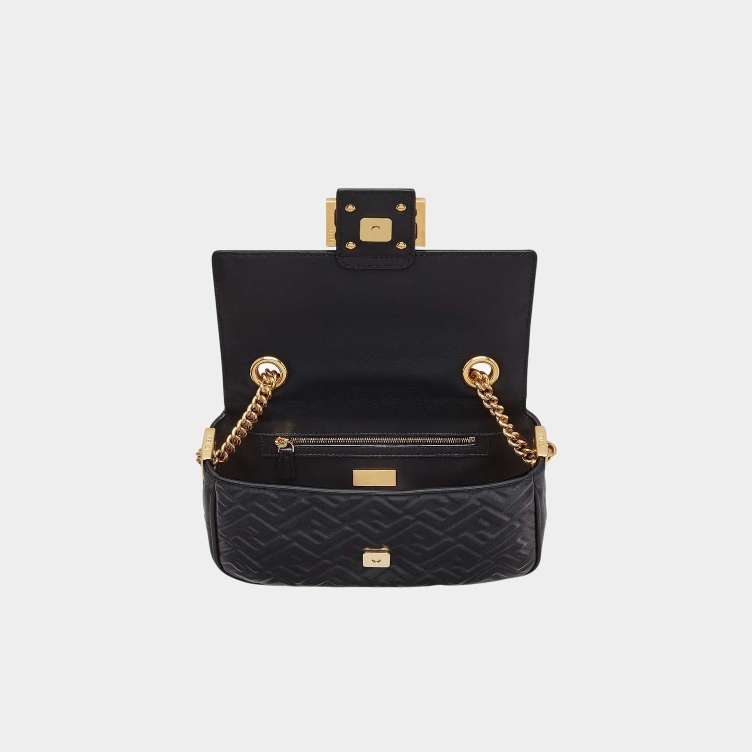 Baguette Chain Midi Nappa Bag With FF Pattern