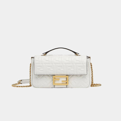 Baguette Chain Midi Nappa Bag With FF Pattern