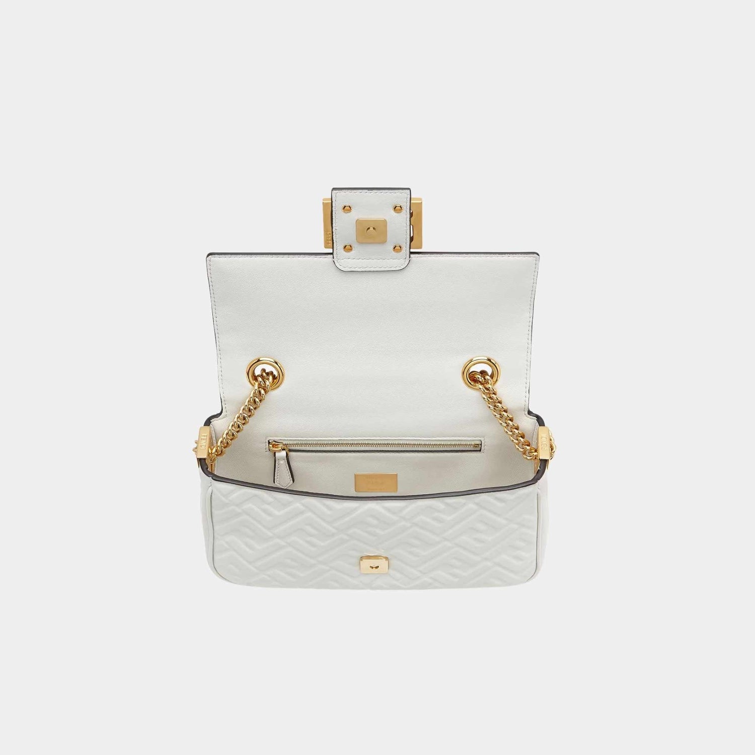 Baguette Chain Midi Nappa Bag With FF Pattern
