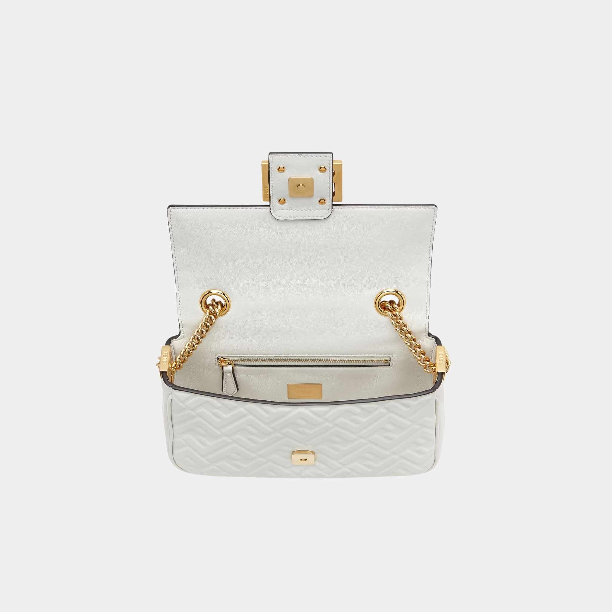 Baguette Chain Midi Nappa Bag With FF Pattern