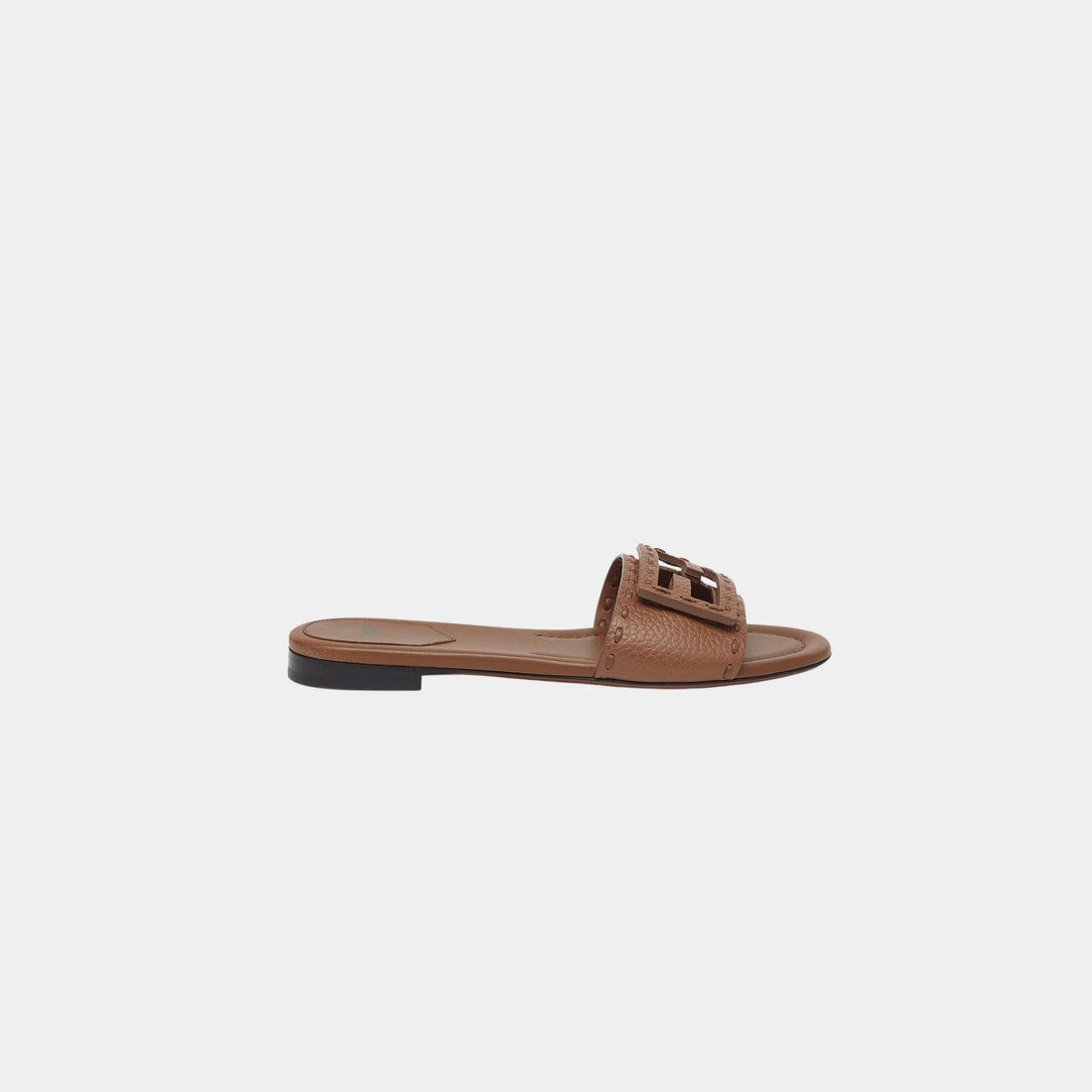 Baguette Leather Slides With Macro Selleria Topstitches
