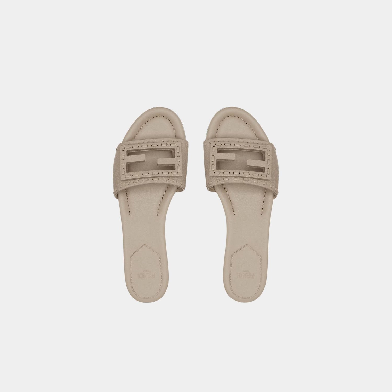 Baguette Leather Slides With Macro Selleria Topstitches