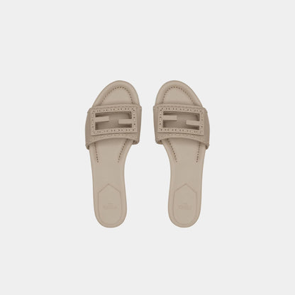 Baguette Leather Slides With Macro Selleria Topstitches