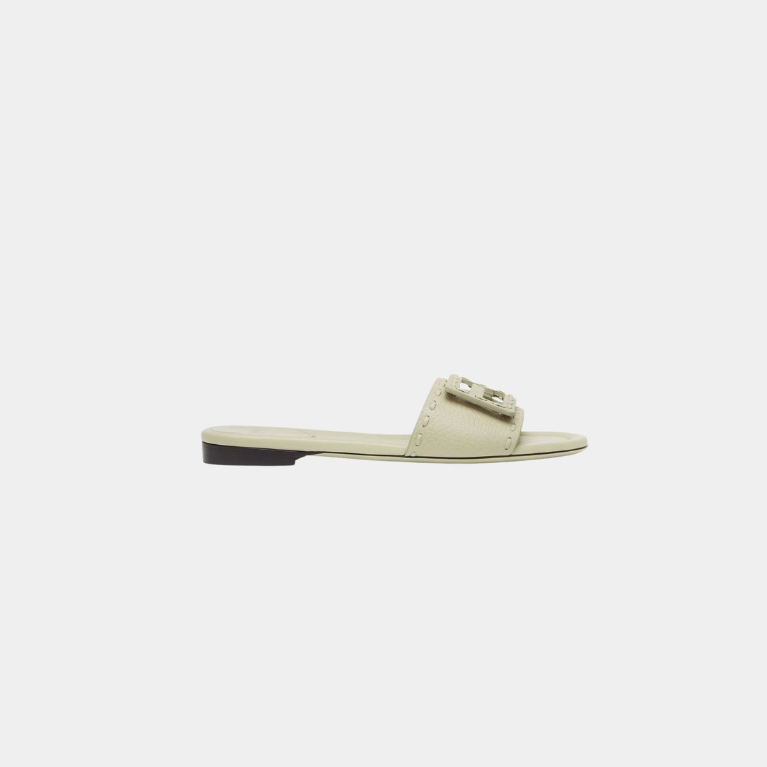 Baguette Leather Slides With Macro Selleria Topstitches