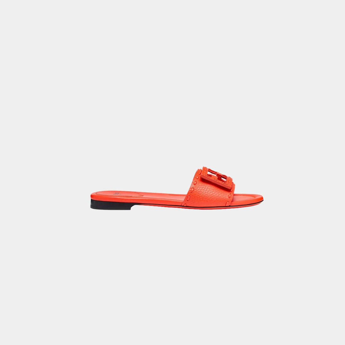 Baguette Leather Slides With Macro Selleria Topstitches