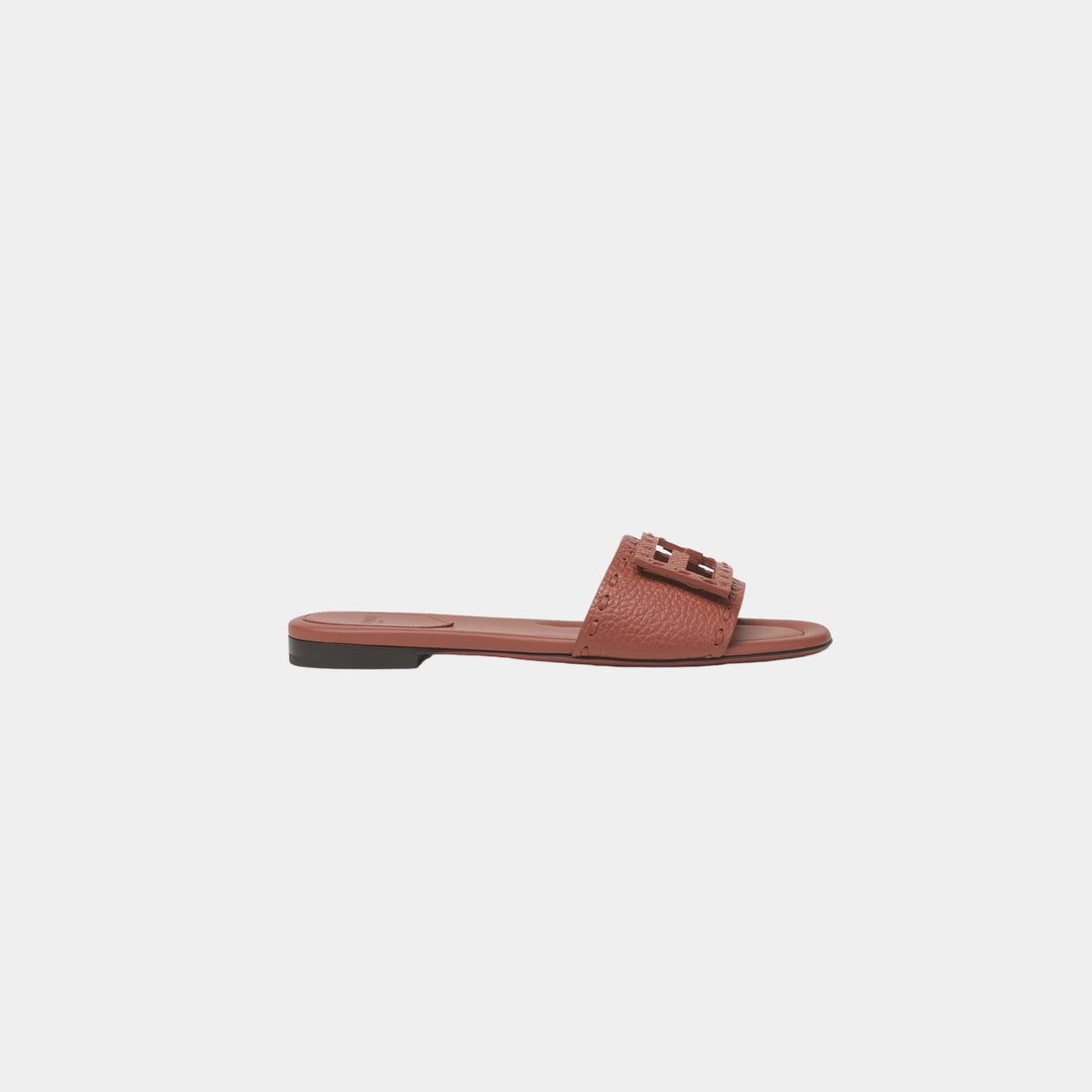 Baguette Leather Slides With Macro Selleria Topstitches