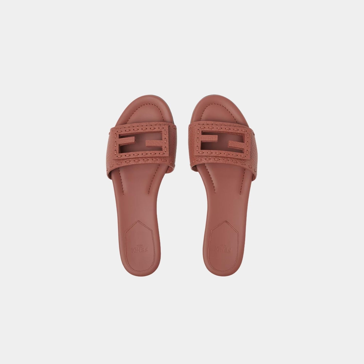 Baguette Leather Slides With Macro Selleria Topstitches