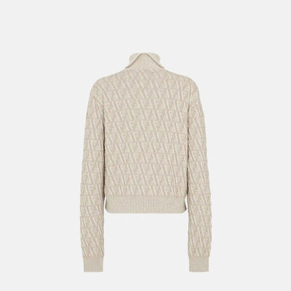 Beige FF Wool And Cashmere Turtleneck Jumper