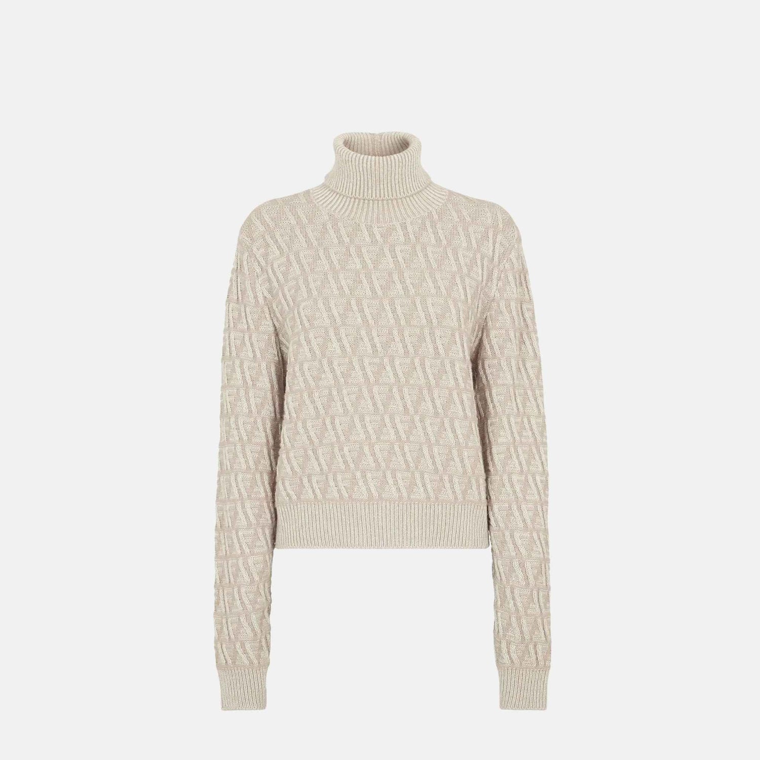 Beige FF Wool And Cashmere Turtleneck Jumper