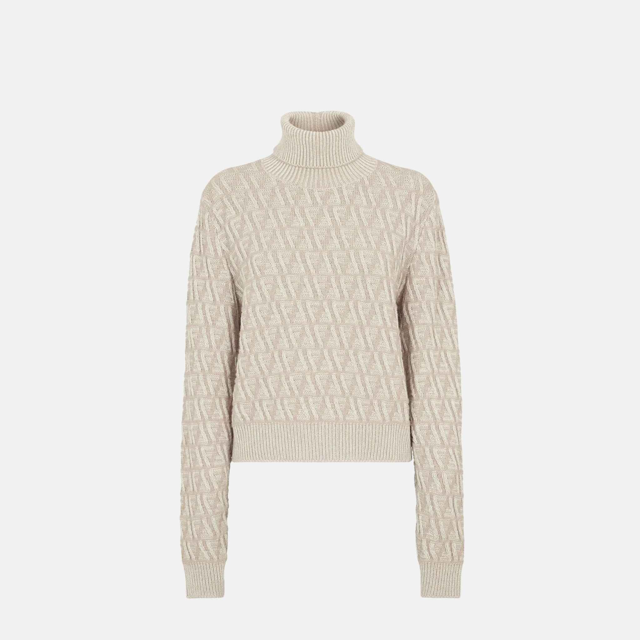 Beige FF Wool And Cashmere Turtleneck Jumper