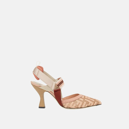 Colibri High Heeled Slingbacks In Embroidery