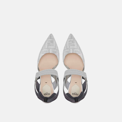 Colibri High Heeled Slingbacks In Rhinestone