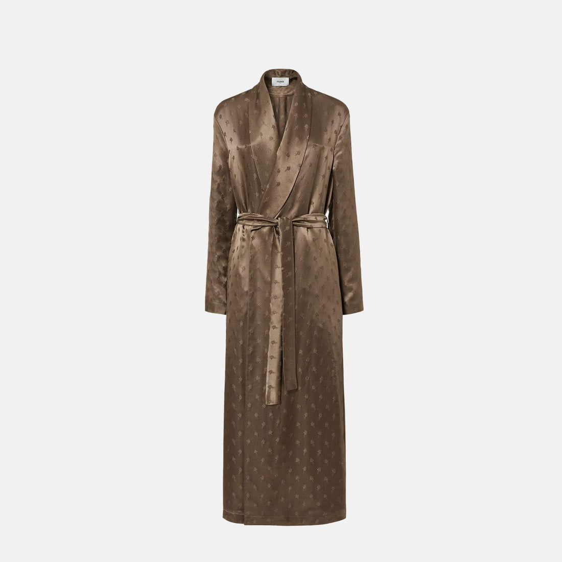 Dark Green Jacquard Silk Overcoat