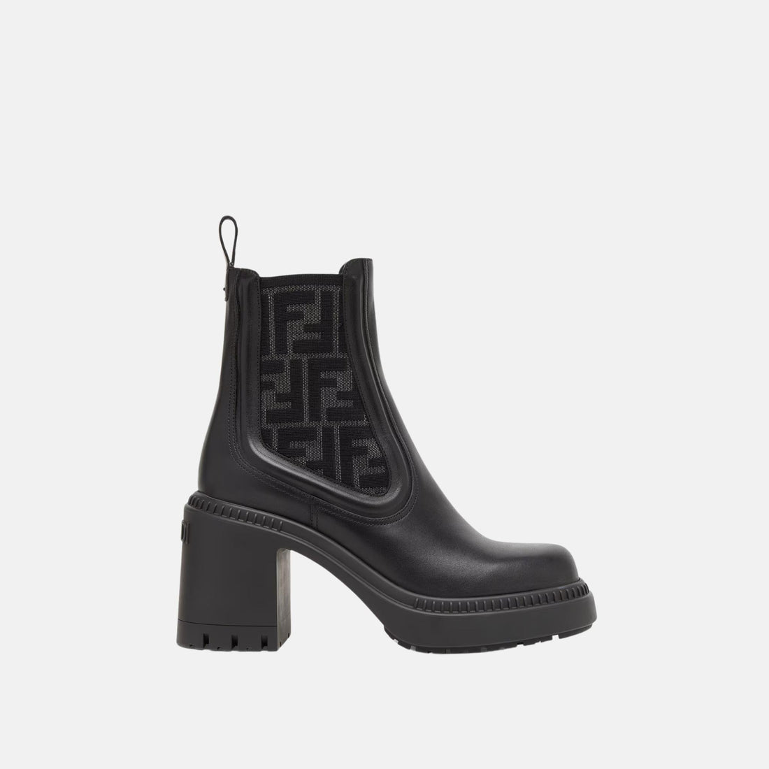 Domino Biker Boots In Black Grey FF Stretch Fabric Leather