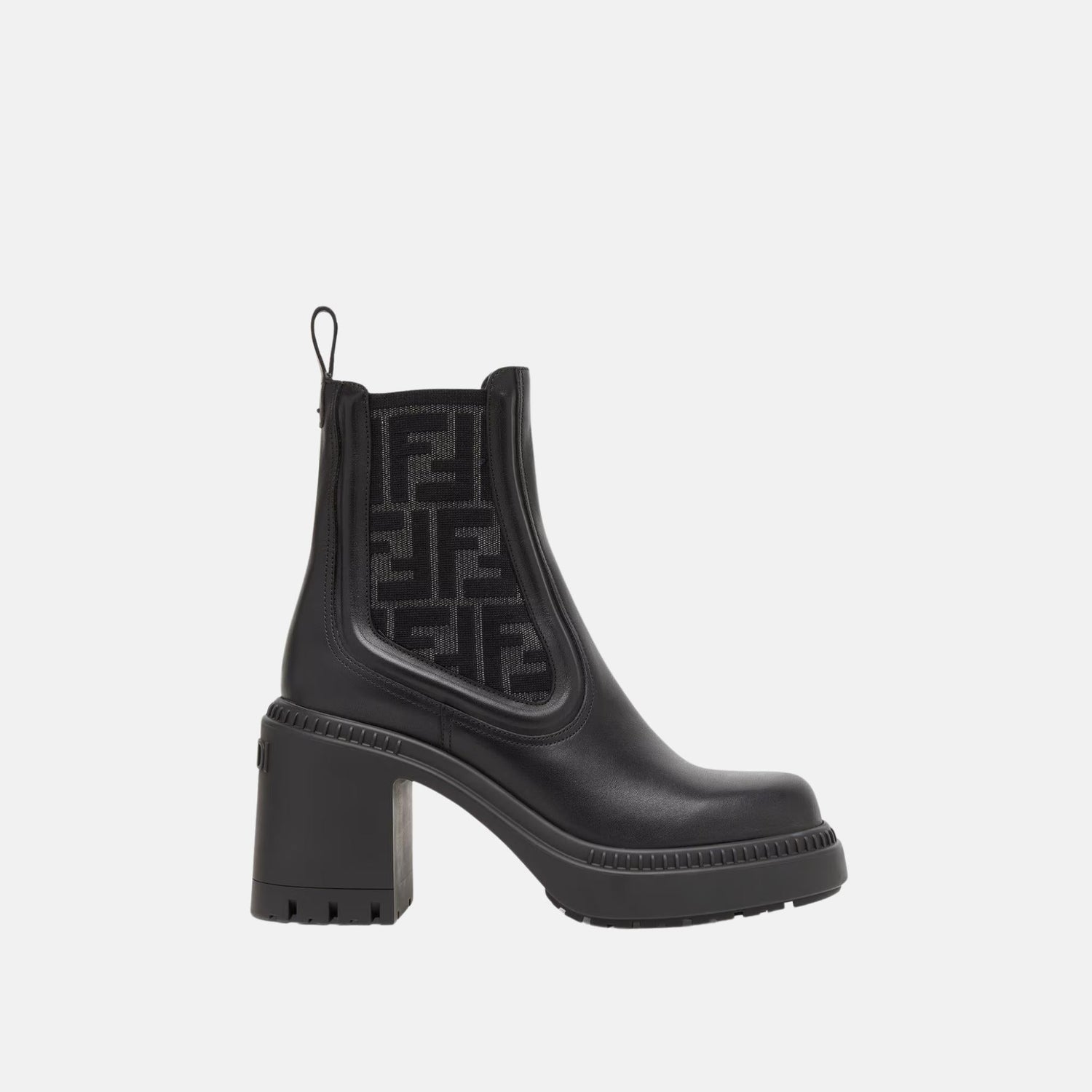Domino Biker Boots In Black Grey FF Stretch Fabric Leather
