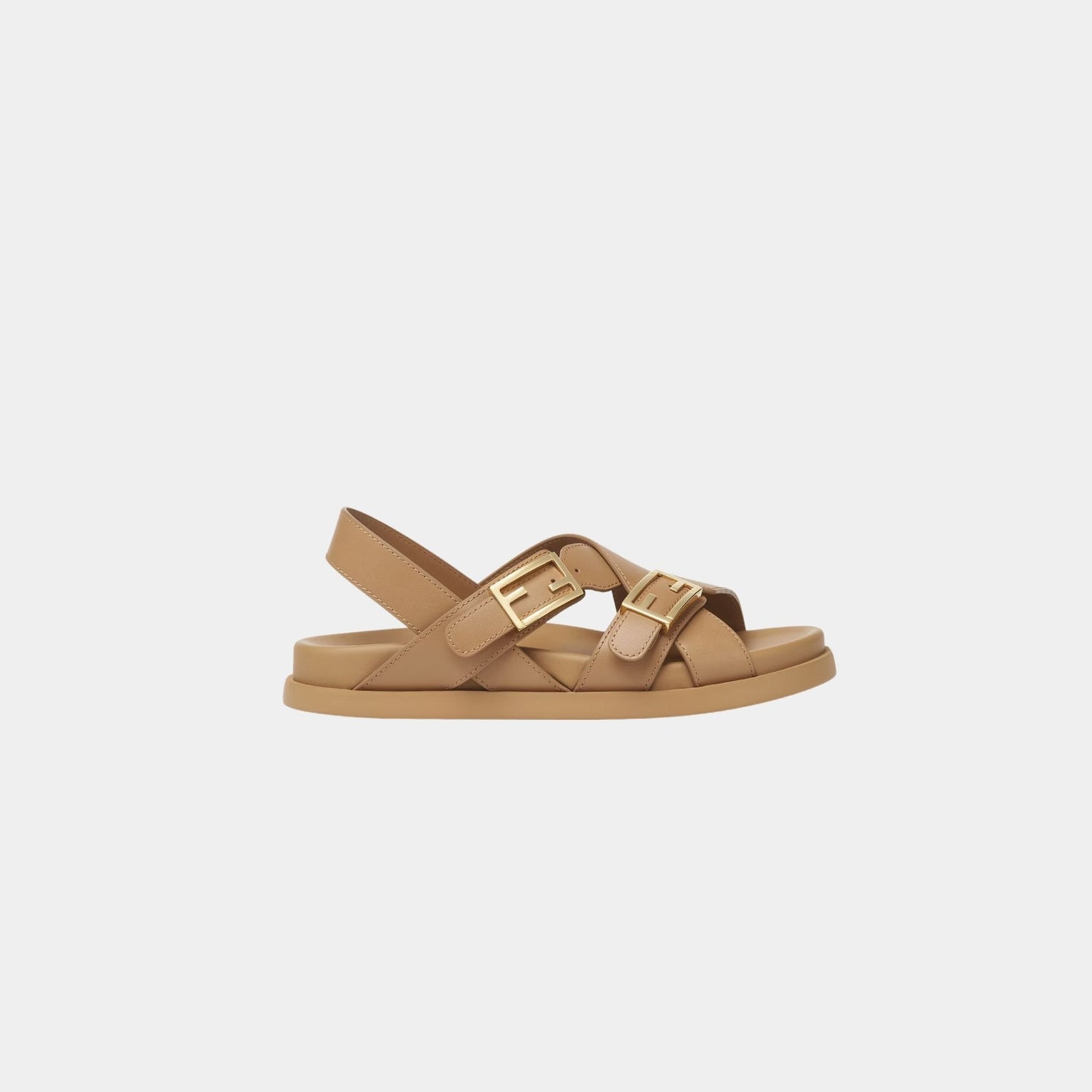 Feel Triple-Band Flat Cross-Over Leather Slides