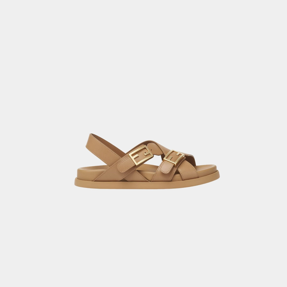 Feel Triple-Band Flat Cross-Over Leather Slides