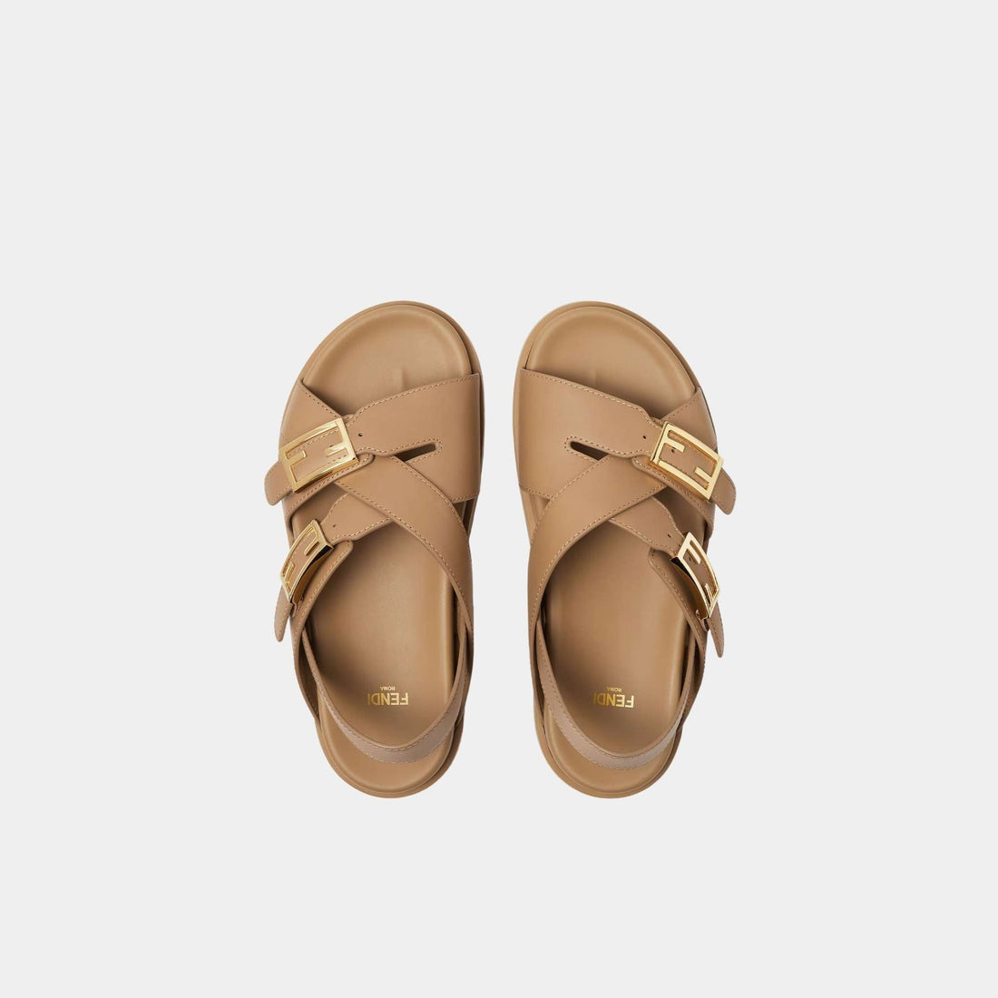 Feel Triple-Band Flat Cross-Over Leather Slides