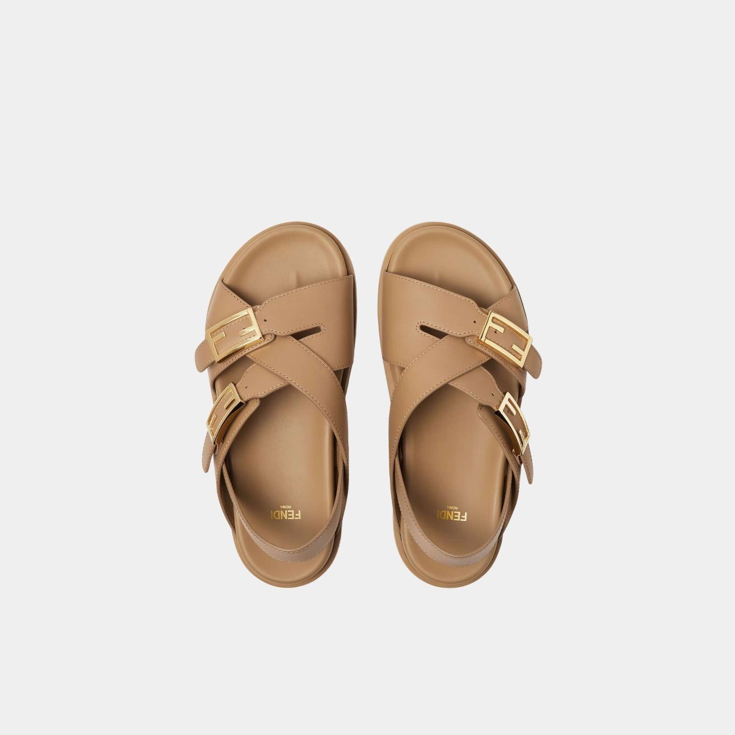 Feel Triple-Band Flat Cross-Over Leather Slides