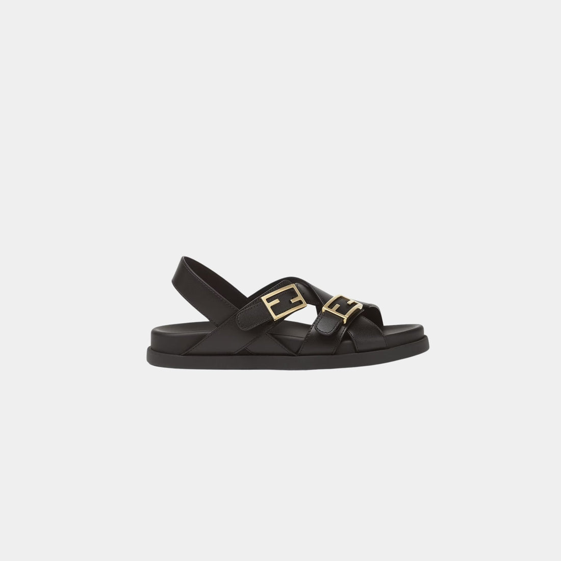 Feel Triple-Band Flat Cross-Over Leather Slides