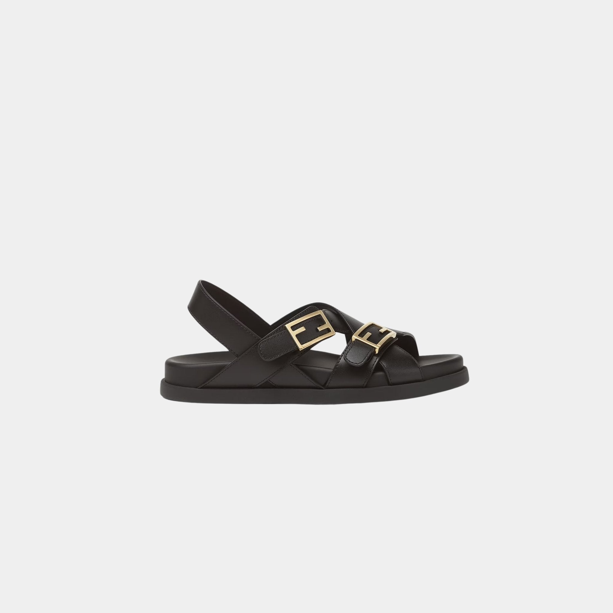Feel Triple-Band Flat Cross-Over Leather Slides