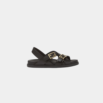 Feel Triple-Band Flat Cross-Over Leather Slides
