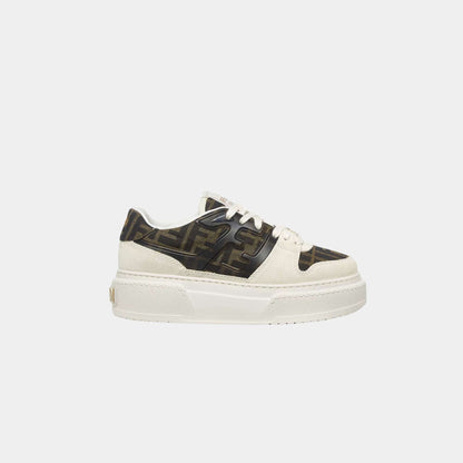 Match Canvas And White Suede Platform Low-Tops