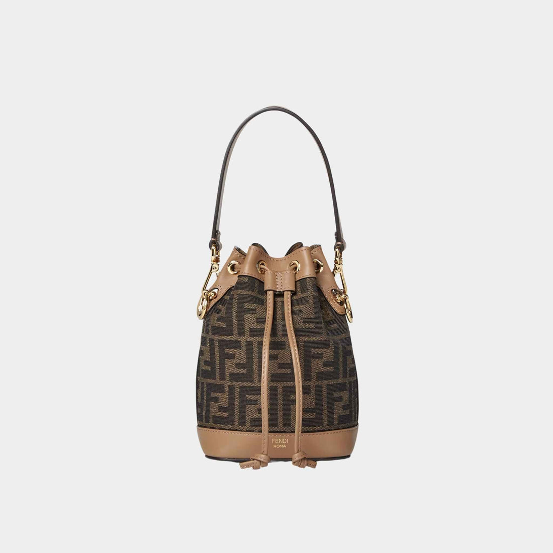 Mon Tresor Brown FF Fabric Mini-Bag