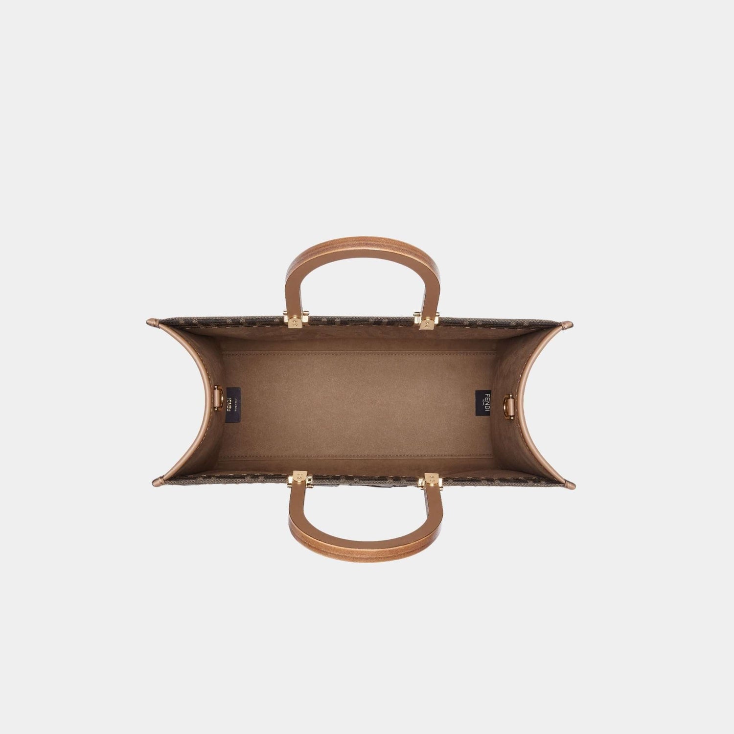 Sunshine Medium Brown FF Jacquard Fabric Shopping Bag