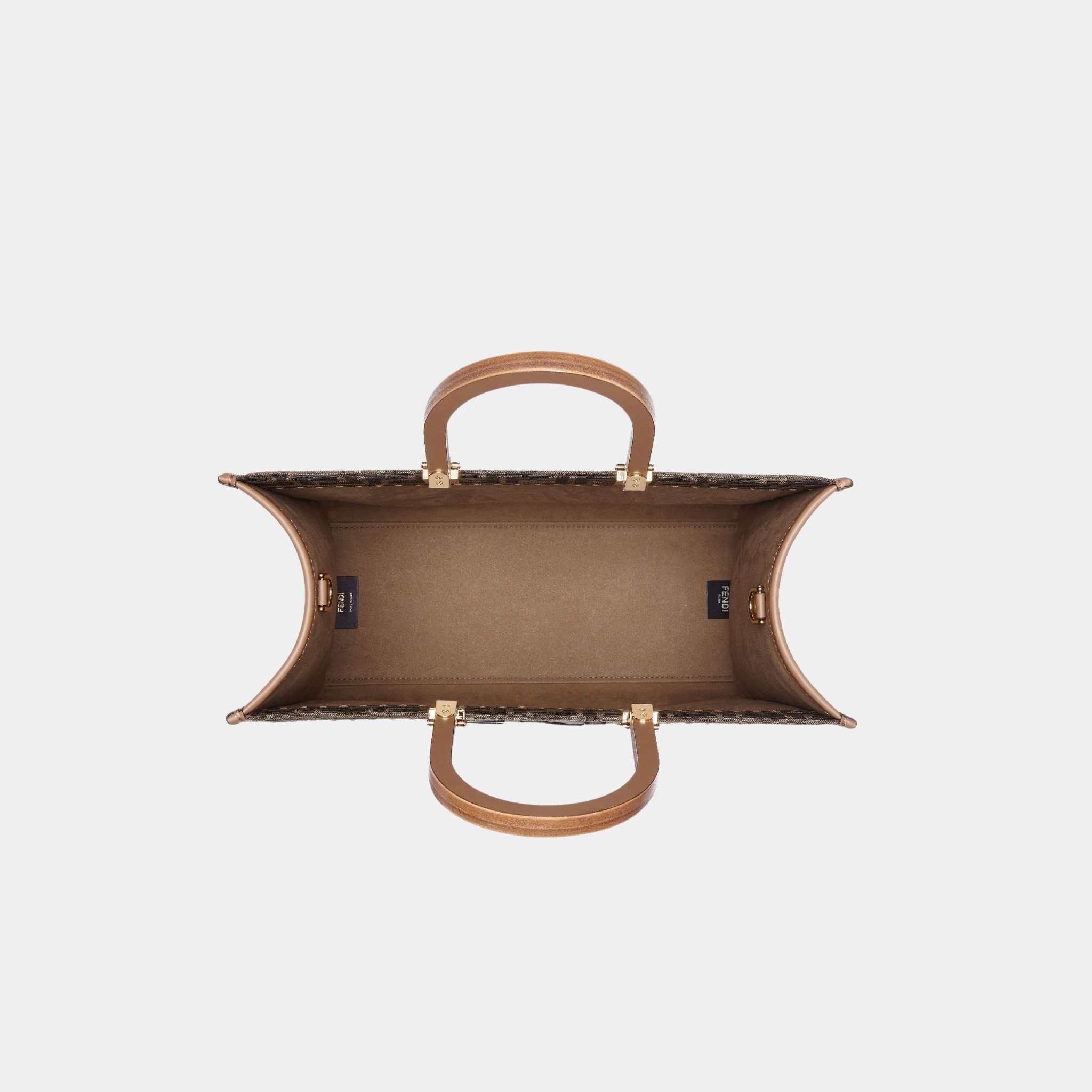 Sunshine Medium Brown FF Jacquard Fabric Shopping Bag