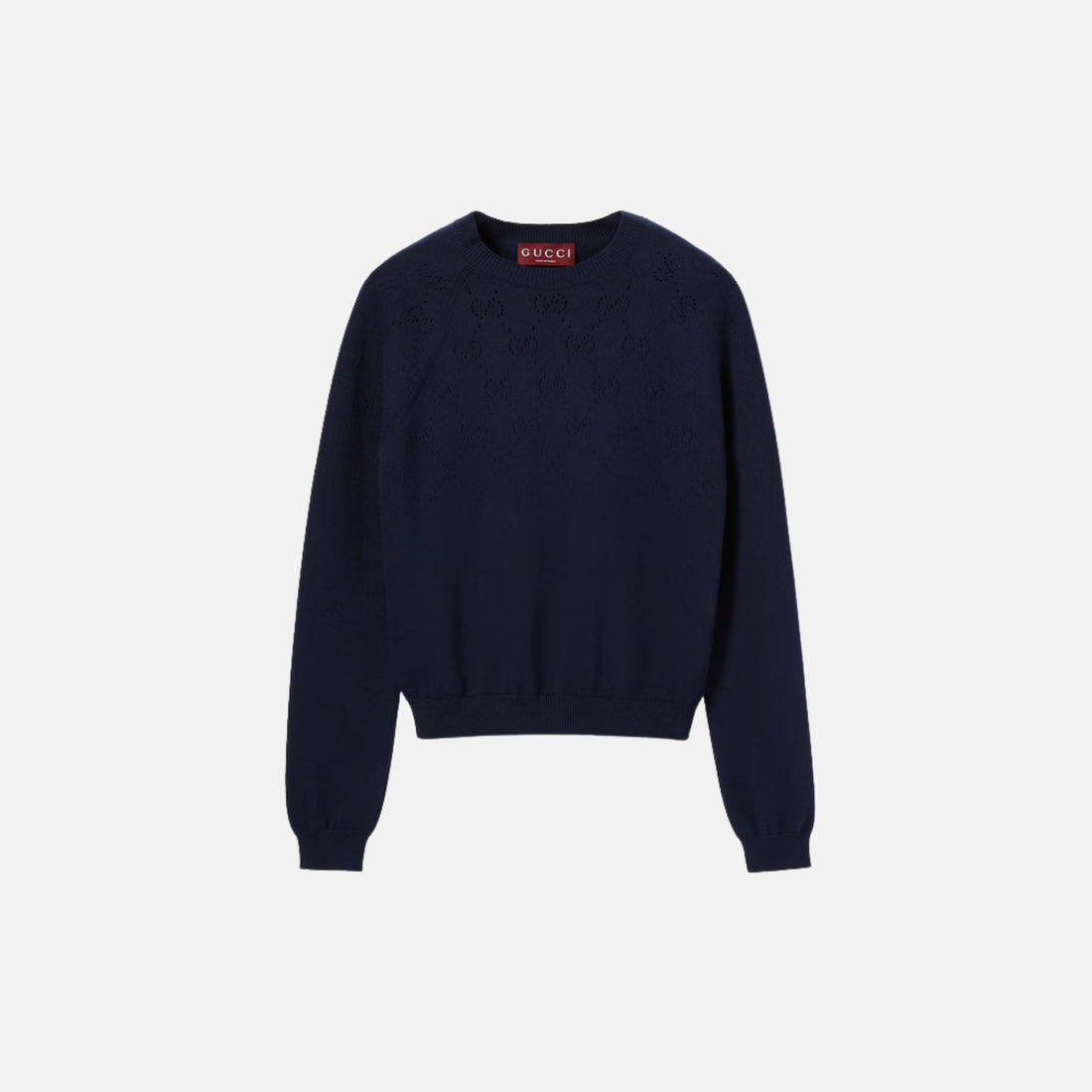 Cotton Crewneck Top With GG Argyle