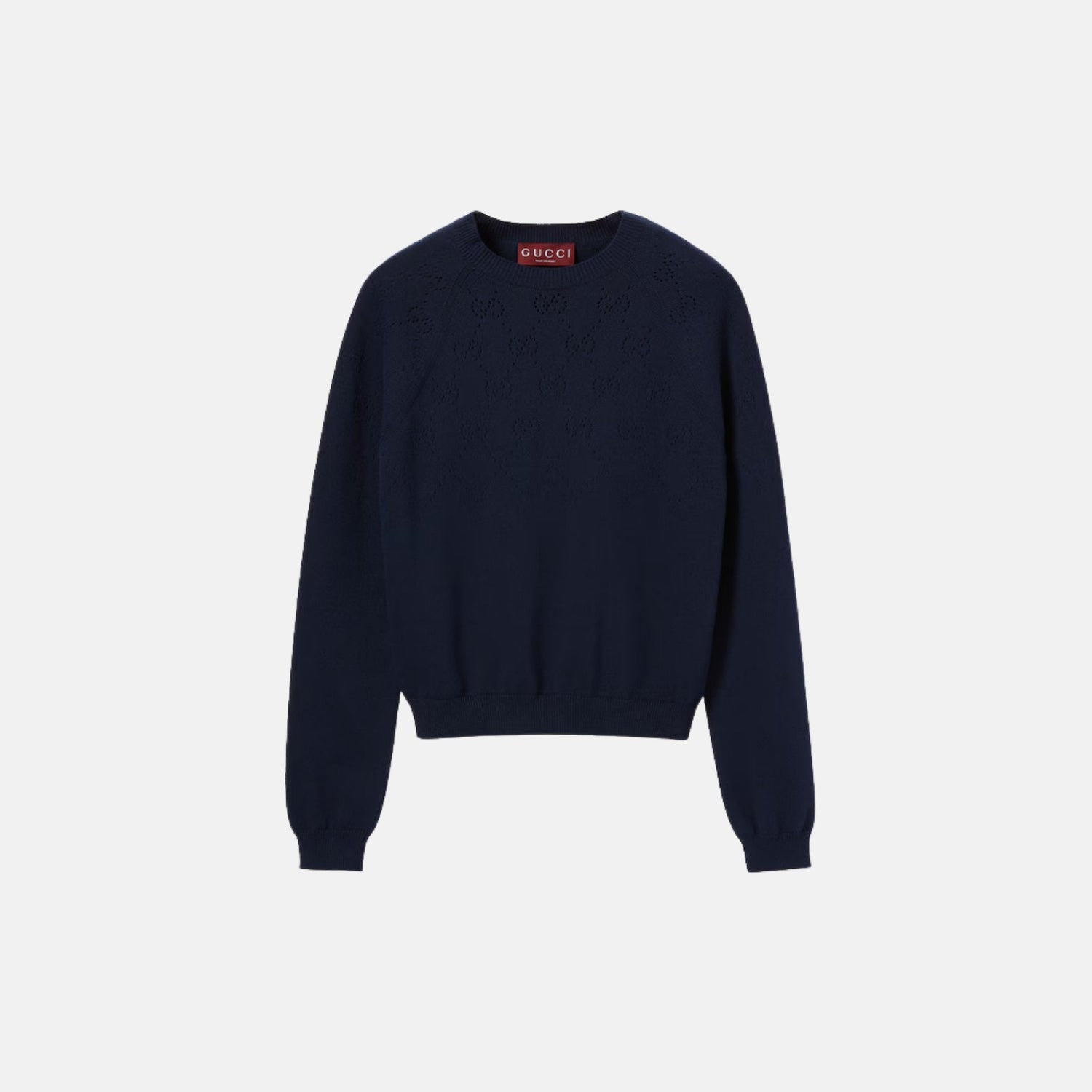 Cotton Crewneck Top With GG Argyle