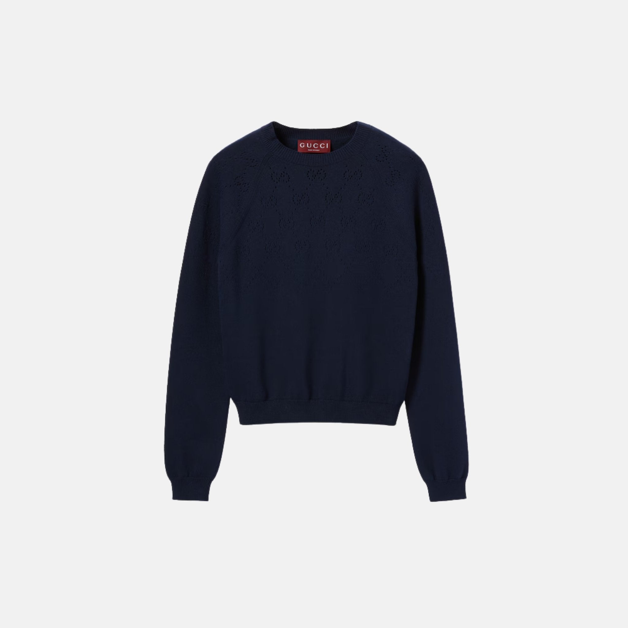 Cotton Crewneck Top With GG Argyle