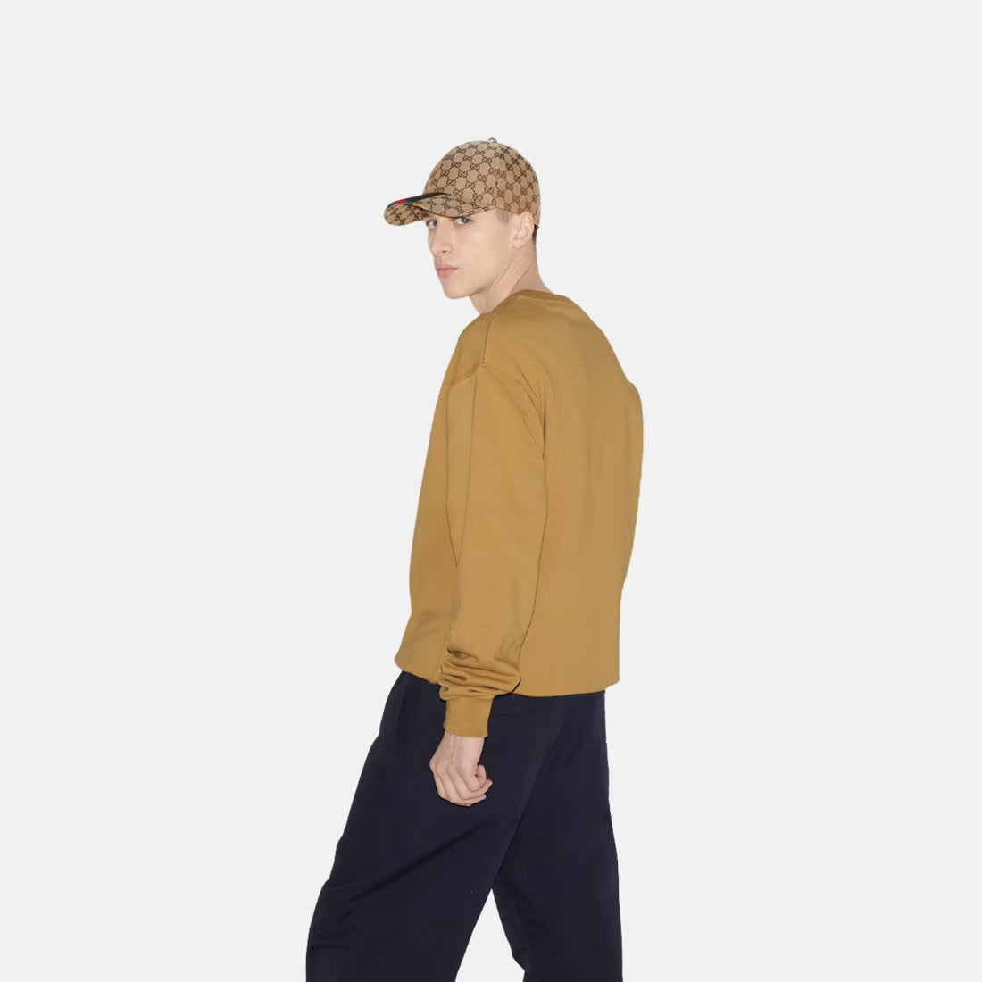 Cotton Jersey Sweatshirt With Web Print