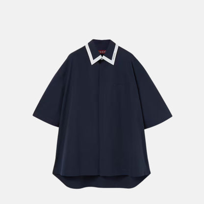 Cotton Poplin Shirt With Gucci Logo