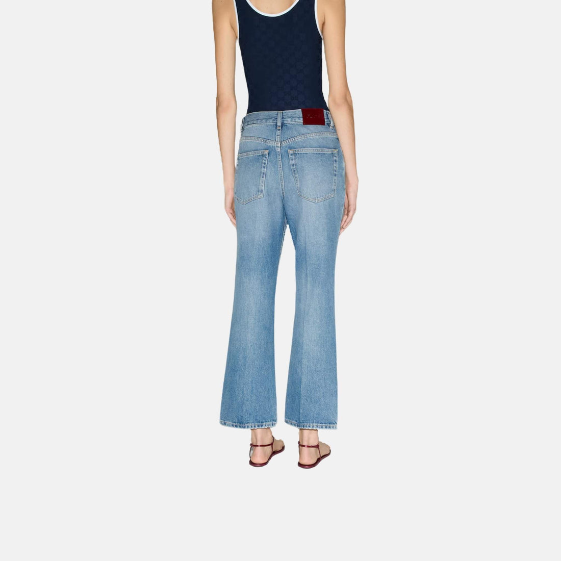 Cropped Flared Denim Trousers