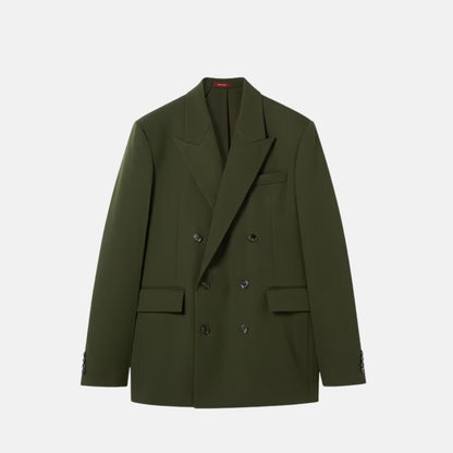Double Breasted Light Wool Gabardine Jacket